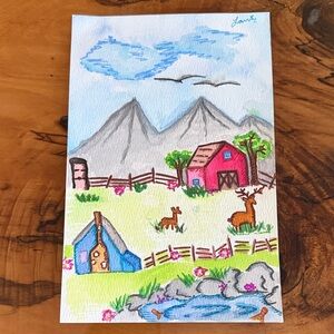 Colorful Mountain Landscape Painting